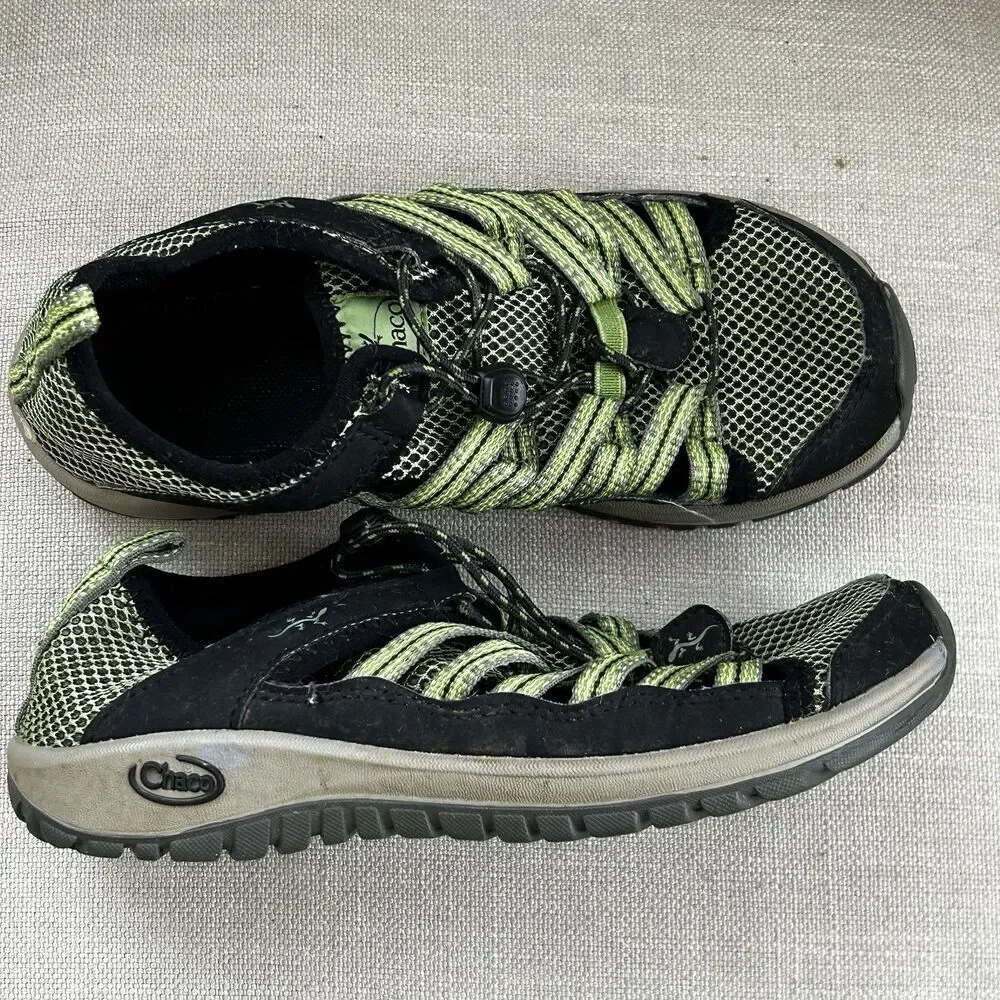 Kids Chaco Outcross Water Shoes Size 3 Junior Green Black Comfort Hike